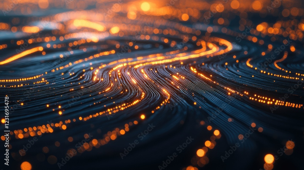 Aufkleber high-resolution abstract of a digital circuit spreading in a symmetrical radial pattern, no people, 