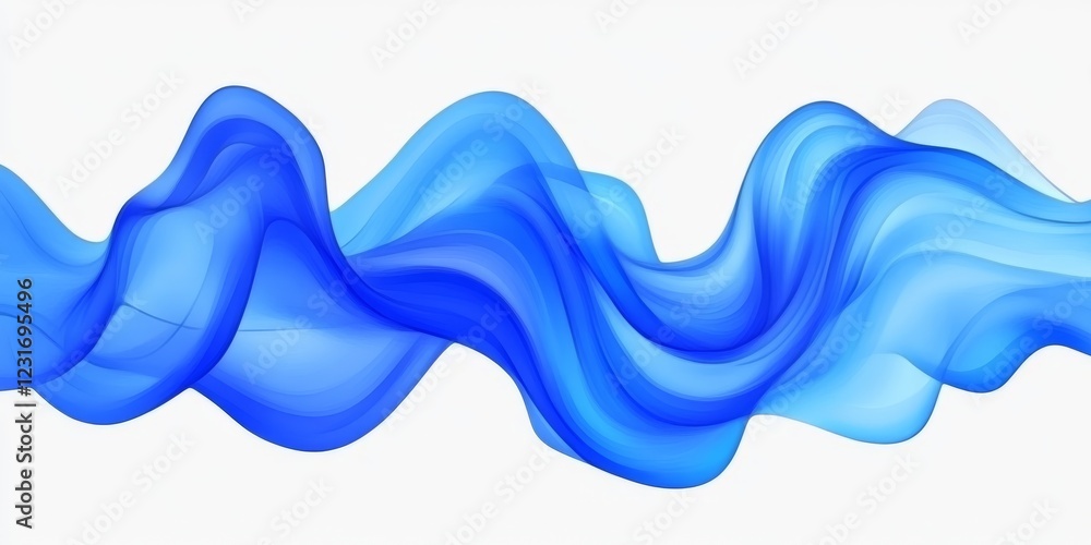 Poster Flowing Blue Waves. Abstract Background With Smooth Lines And Elegant Curves. Vector Illustration.