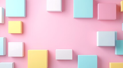 Fototapeta premium Colorful Geometric Shapes Arranged on Soft Pink Background, Perfect for Modern Design Projects and Creative Use