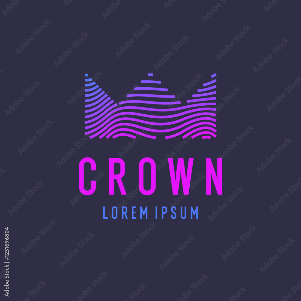 Poster the linear image of the crown. isolated vector emblem. illustration in simple flat style.