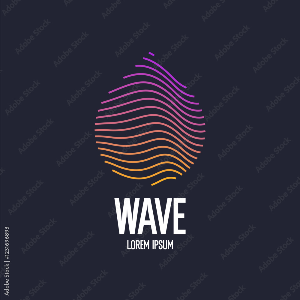 Poster modern line vector emblem of the water drop. illustration in a minimalistic style on a dark backgrou