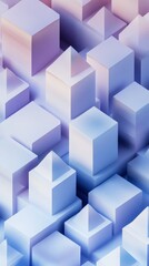 Obraz premium A cityscape made of white cubes with a blue and purple tint