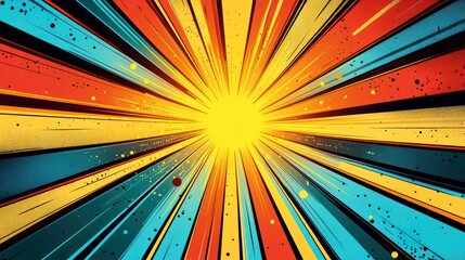 Fototapeta premium Colorful radial burst background, speed lines, comic book style, energy, design element