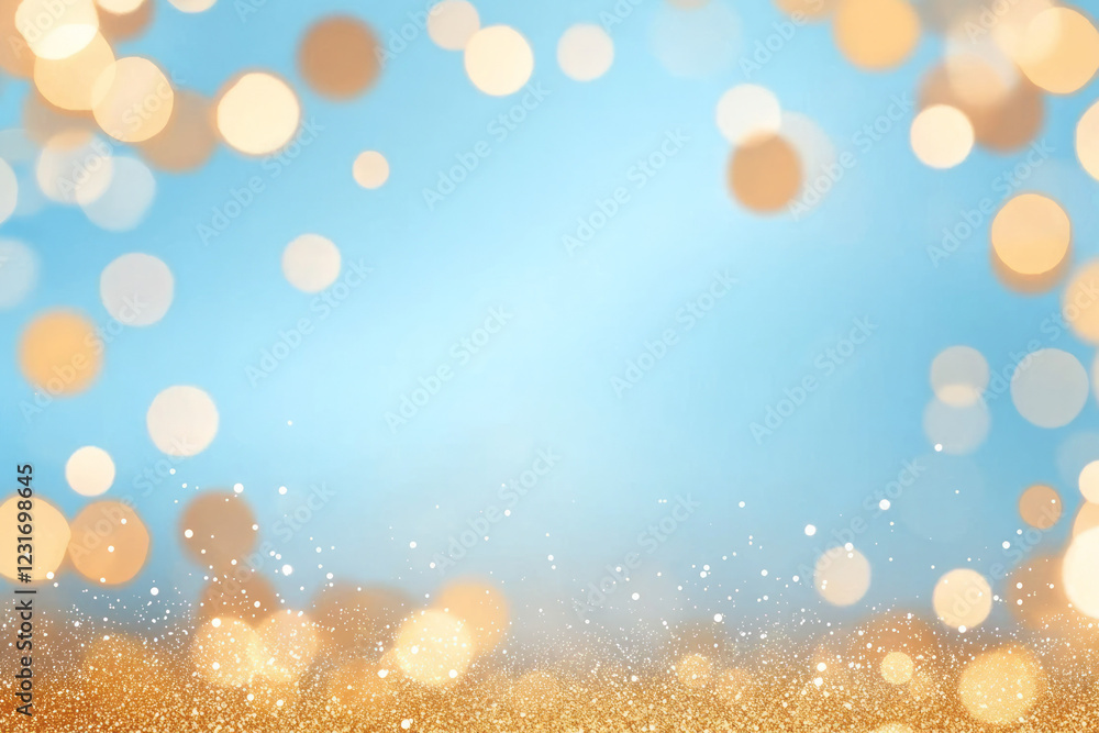Poster a soft-focus gradient of deep blue transitioning to a warm gold hue, with delicate glittery bokeh sp