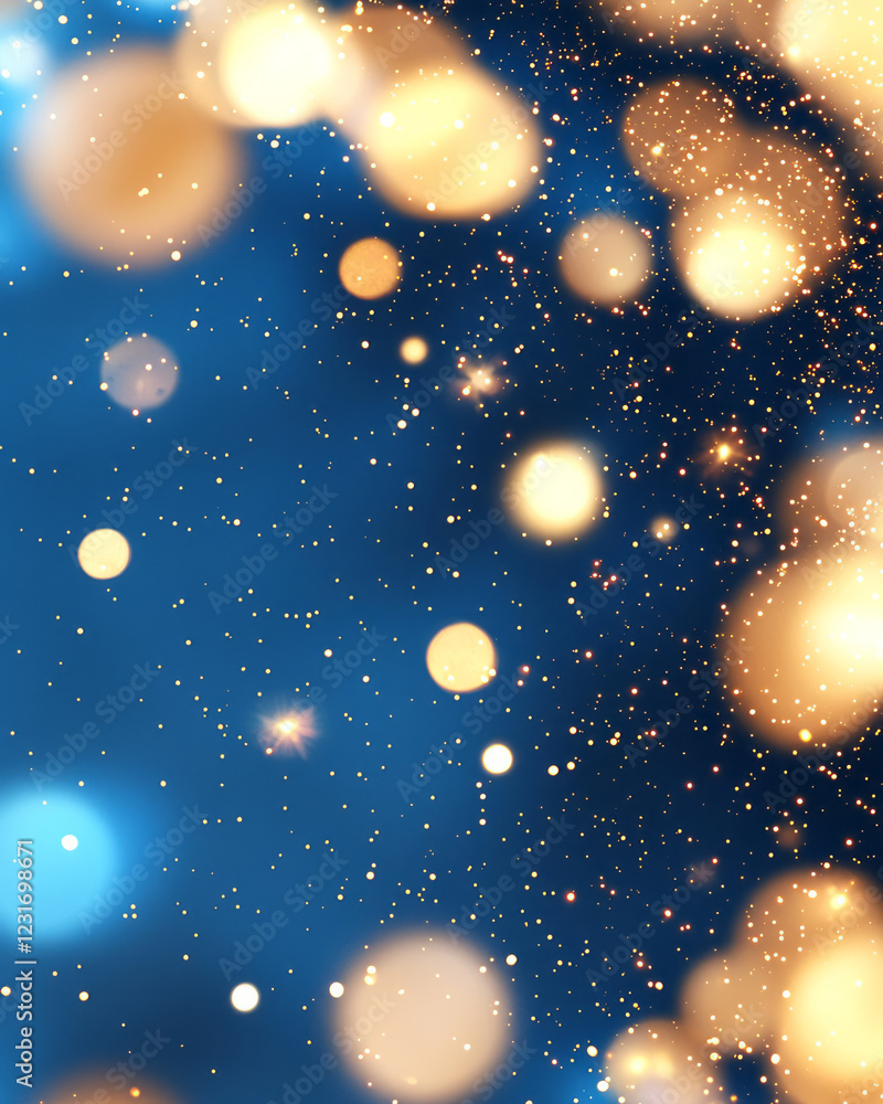 Aufkleber a mesmerizing digital backdrop featuring swirling gold dust motes against a dreamy azure base, creat