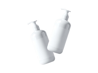 Cosmetic shampoo Bottles Mockup on transparent background