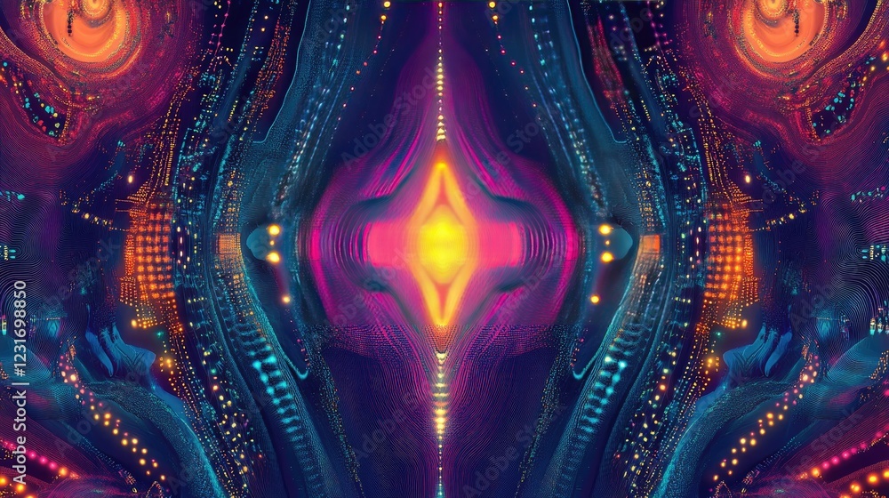 Aufkleber modern ai-inspired abstract digital patterns with glowing circuits and vivid colors
