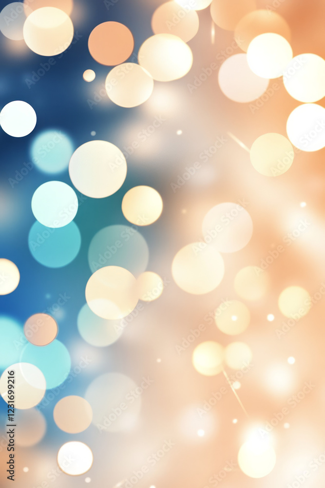 Fototapete A smooth gradient design where golden bokeh circles softly fade into cobalt-blue shadows, exuding elegance and mystery,