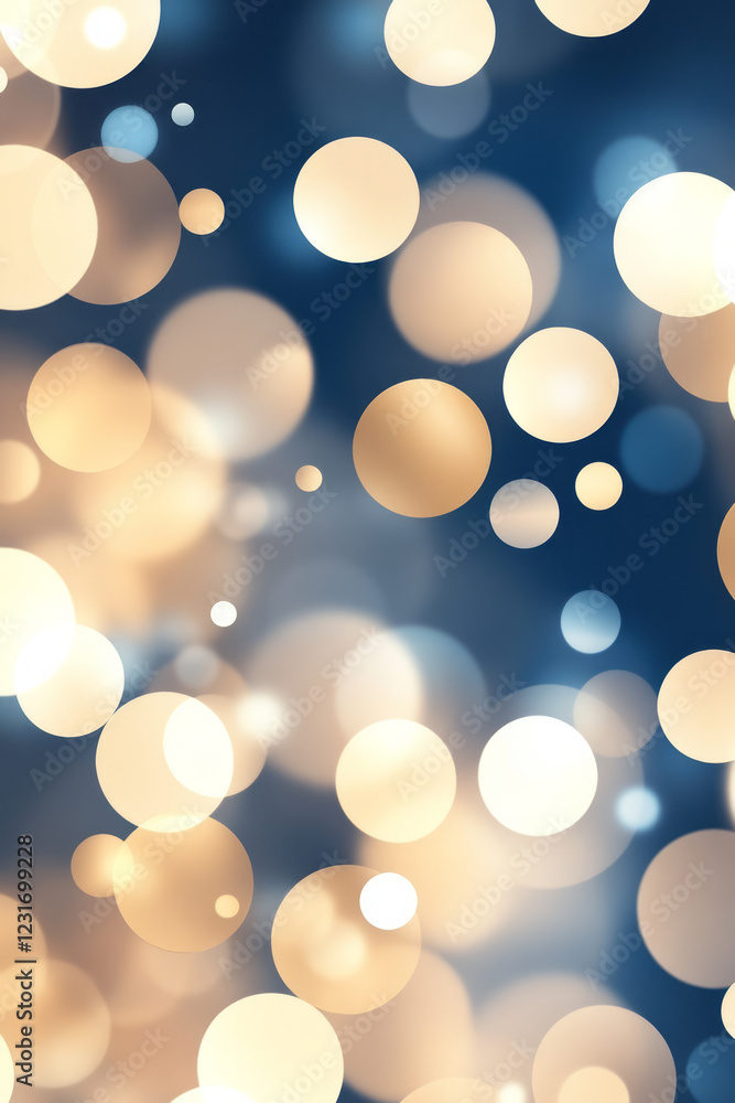 Poster A smooth gradient design where golden bokeh circles softly fade into cobalt-blue shadows, exuding elegance and mystery,