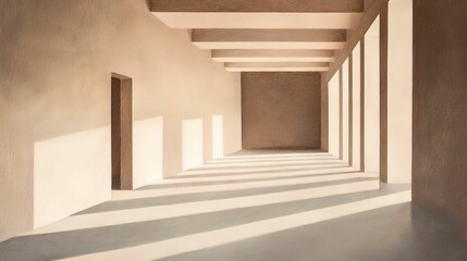 Fototapeta premium Abstract architectural depiction of warehouse design interior space visual minimal environment perspective compressed scale