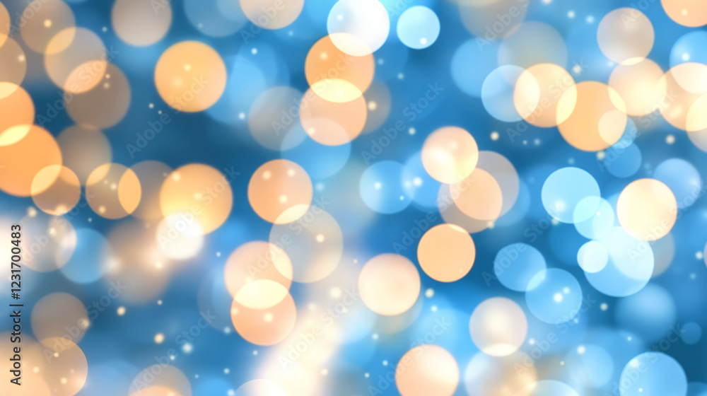 Aufkleber A luminous bokeh-inspired layout where scattered golden lights intermingle with deep azure tones, suggesting depth and motion,