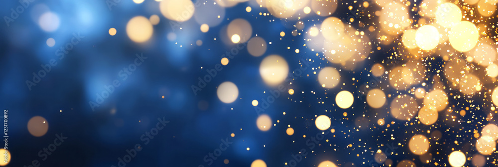 Aufkleber a high-contrast abstract design with bright gold glitter dancing against a shaded indigo field, high