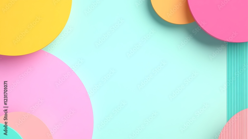 Poster colorful geometric shapes on a mint background creating a playful and modern design concept for grap