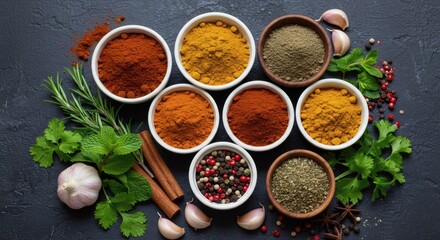 Vibrant Spices and Herbs Collection for Cooking