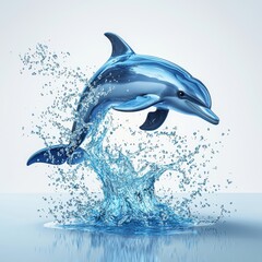 Obraz premium Graceful dolphin jumping out of the water, isolated on a clean white background