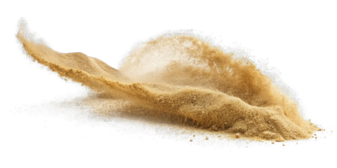 Flying Sand explosion, Sand dust powder falling isolated on PNG