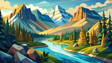 Panoramic view of Porcupine creek in Banff national park