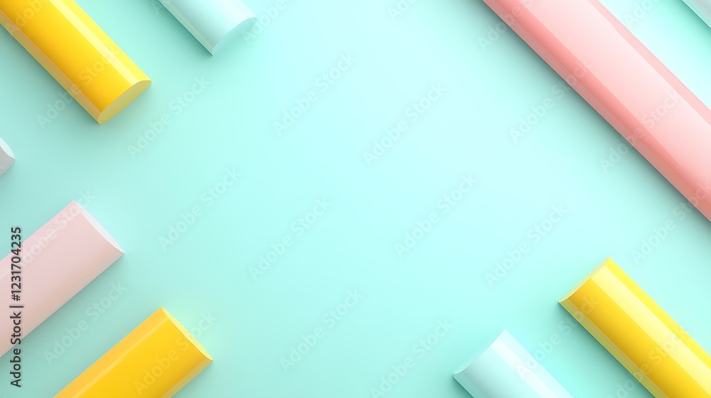Poster colorful geometric shapes on pastel background creating vibrant and dynamic abstract composition