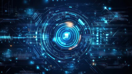 Obraz premium Futuristic digital eye scanning data network security