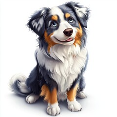 Fototapeta premium Australian Shepherd with a blue merle coat and bright eyes, isolated on a clean white background