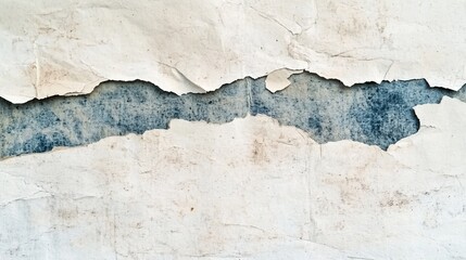 Torn paper revealing blue wall, grunge texture background, design element