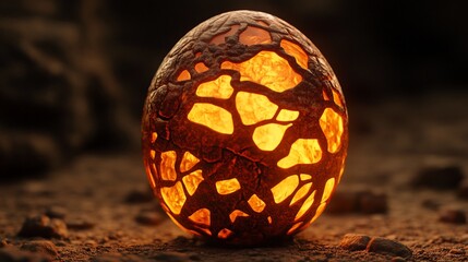 Glowing stone egg, dark cave, fantasy, game asset