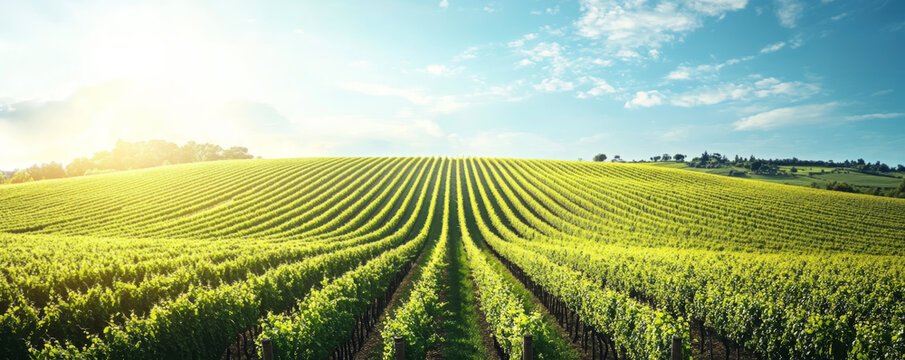 Scenic Vineyard Field in the Afternoon Sun