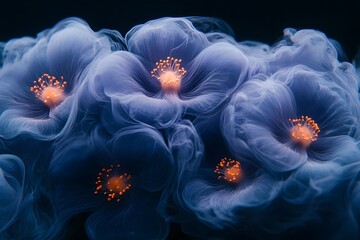 Ethereal Floral Imagery with Glowing Centers for Artistic Design