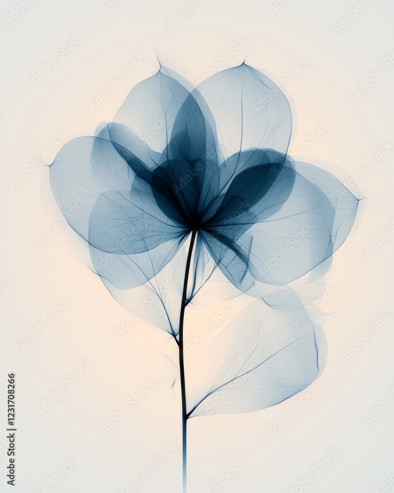 Poster an artistic digital rendition showing half-opaque petals gently blending with a light bokeh effect, 