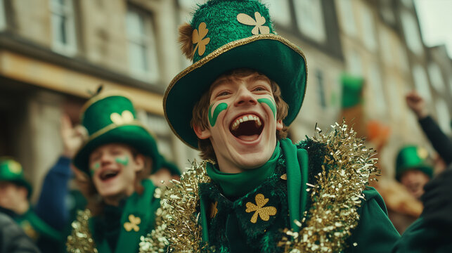 Irish people celebrating St Patrick's Day - ai generative