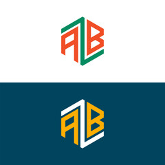 AB BA letter logo set design