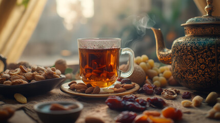 Elegant Arabic Tea with Nuts and Dried Fruits
