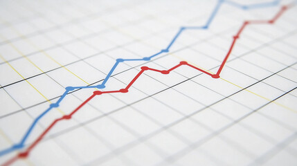 Fototapeta premium An elegant line graph showing clear trends over time, with smooth lines in various colors for comparison. Data points are marked along the line, set against a subtle grid for better visualization.