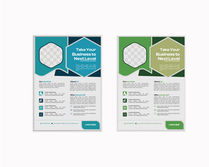 a bundle of 2 templates of different colors a4 flyer template, Corporate business flyer template design. creative professional editable vector template design.