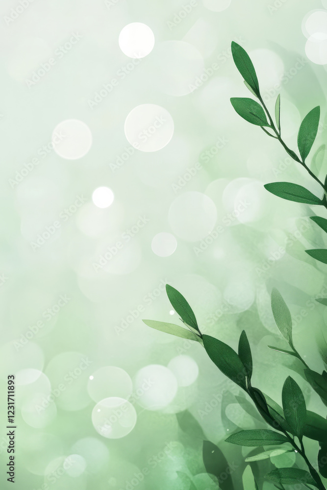 Poster a minimalist design featuring a single cypress twig in focus, the rest of the greenery softly recedi