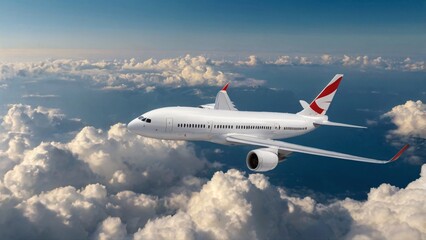 Obraz premium Image of a white air plane,above, realistic,hd quality.