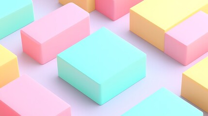 Colorful pastel blocks in arrangement on soft background showcasing vibrant geometric shapes and textures