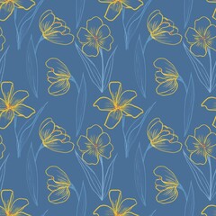 Floral pattern with narcissus. Springtime. First flowers in the garden and forest. Designed for textile fabric, wrapping paper and wallpaper.