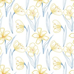 Floral pattern with narcissus. Springtime.