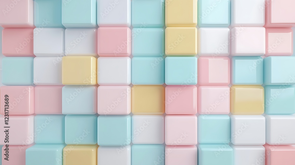 Poster colorful pastel cubes arranged in a pattern for background or design projects