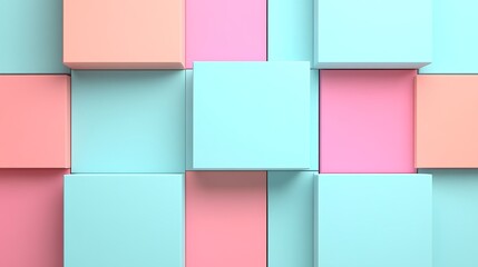 Colorful pastel cubes arranged in a modern abstract pattern for creative design or background use