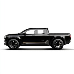 Obraz premium Sleek Modern Black Pickup Truck Side View Dominating the Street