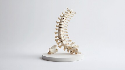 Fototapeta premium Studio spine model, curved posture, white background, healthcare education