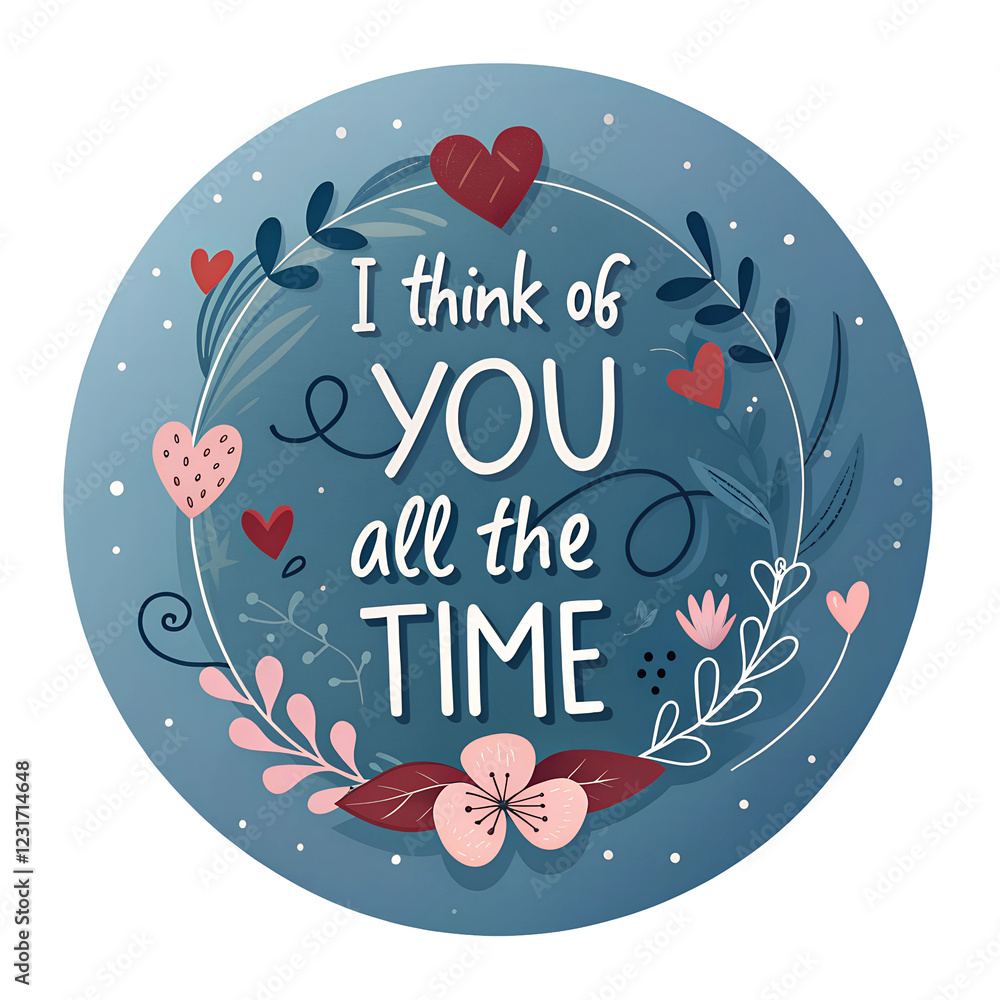 Fototapete happy velentines day card round shape with message isolated on transparent background png