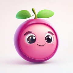Obraz premium Cute and Playful Cartoon Fruit Character with Big Eyes and Smile