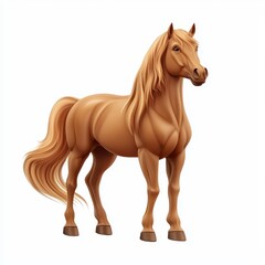 Fototapeta premium Majestic horse with a shiny brown coat and a flowing mane, isolated on a clean white background