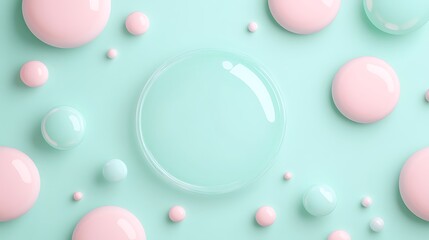 Colorful Round Bubbles and Circles on Light Green Background for Creative Design and Decorative Projects