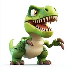 Fototapeta premium Mighty T-Rex roaring with sharp teeth and powerful legs, isolated on a clean white background