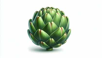 Obraz premium Vegetables A green artichoke isolated from all angles, emphasizing its leaf layers and vibrant color, presented4