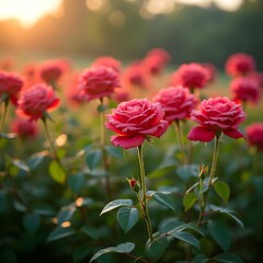 Enchanting Rose Field A Luminous Portrait of Nature's Beauty
